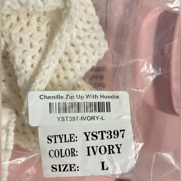 POL Cream Chenille Crochet Zip Up Hoodie - Picture 8 of 8